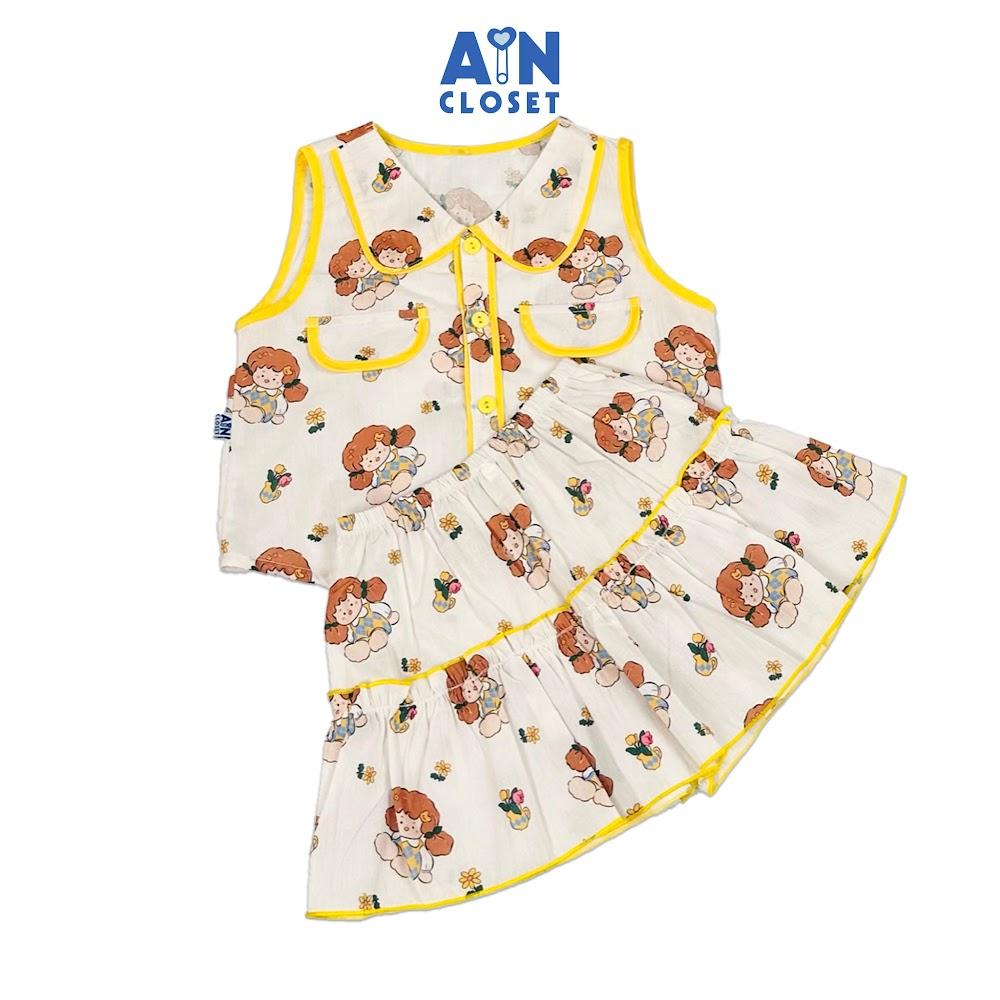 Bộ quần áo Ngắn bé gái họa tiết Cô Bé Tóc Xù cotton - AICDBG5799NN - AIN Closet