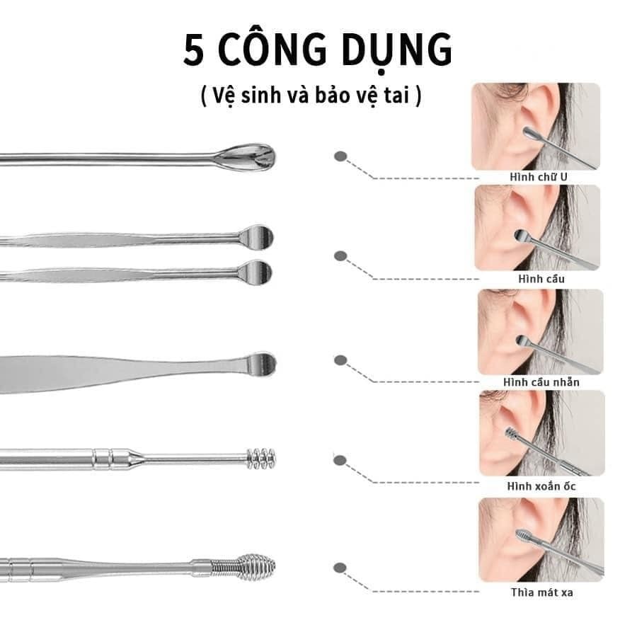 Bộ dụng cụ vệ sinh tai 6 món cao cấp HBH