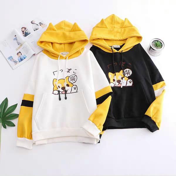 Áo Khoác, Áo Hoodie nỉ bông Cún Corgi có nón phía sau cực xinh xắn đáng yêu - Hany Shop