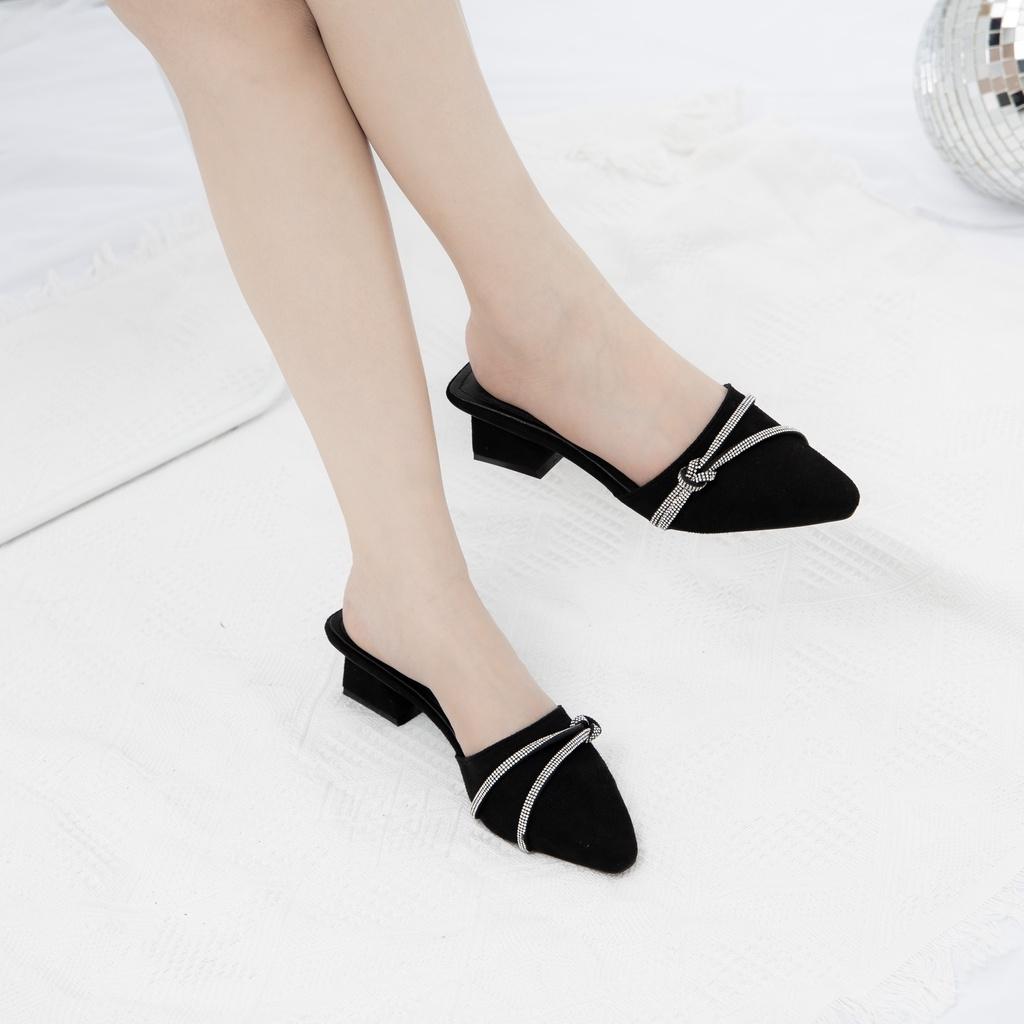 Sục cao gót thời trang MWC sục gót vuông 5cm đính hạt sang trọng siêu xinh siêu hot NUCG-11018