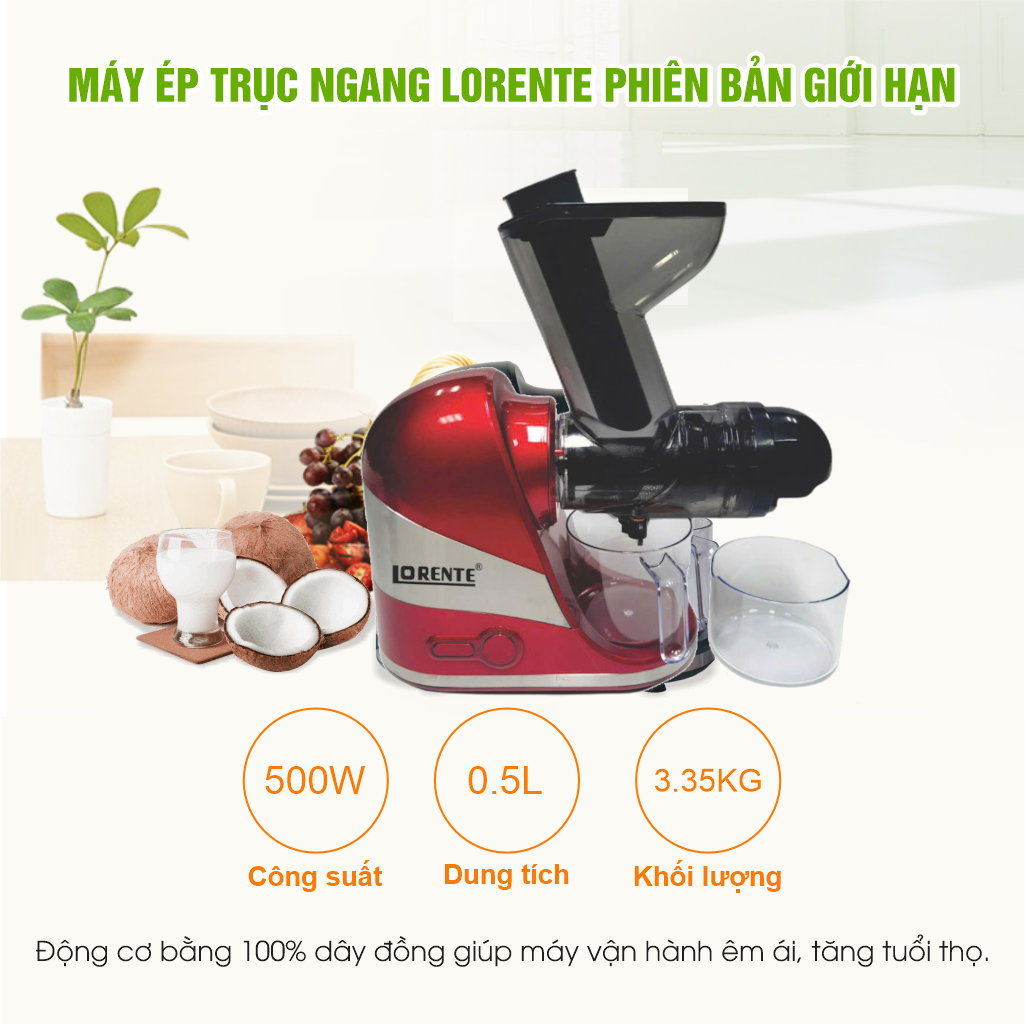 Máy ép chậm, ép rau má trục ngang 450W LT-2099 có chế độ tự động đảo chiều ép - Hàng chính hãng