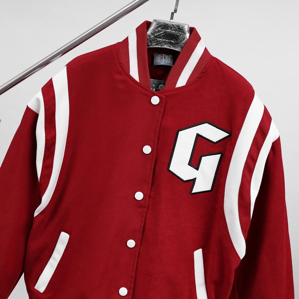 Áo Khóac Form Rộng Nỉ Jacket Varsity V19 - Màu Đỏ