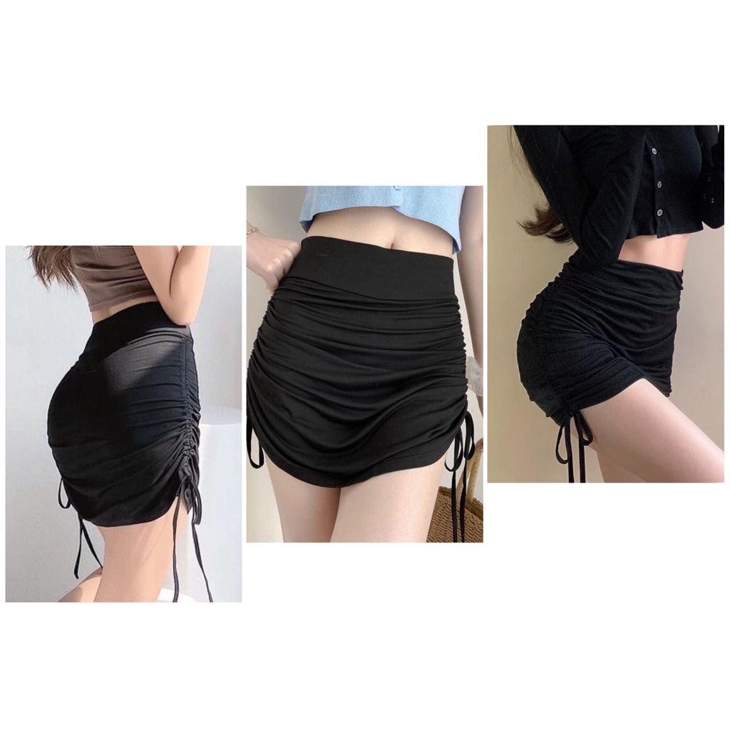 Chân Váy Ngắn Nữ Nhúm Dây Rút Hông  Chất Borip Siêu Xinh