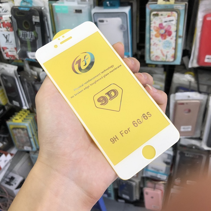 Tấm dán kính cường lực full màn hình 9D dành cho iPhone 6, iPhone 6S