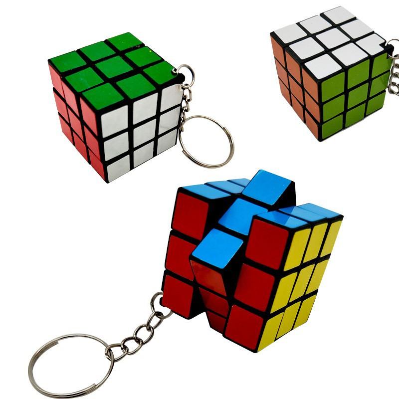 Móc khóa rubik 3*3cm-Móc Khóa Rubik 3x3 Xoay Được Khối Lập Phương Rubik 3 Tầng Keychain-Móc khóa rubik vuông 3x3 độc đáo