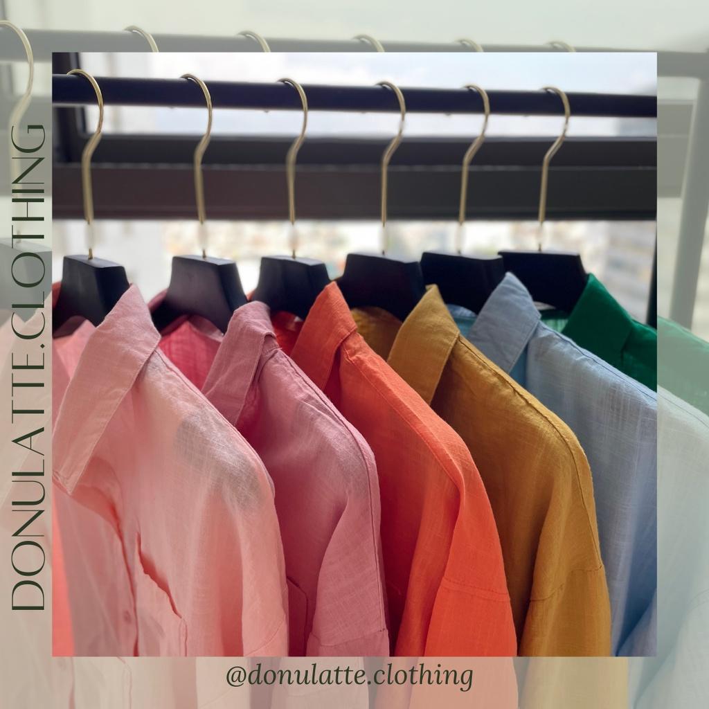 Áo sơ mi nữ vải xô dáng slim dài tay kiểu dáng basic nhiều màu sắc - donulatte.clothing Muslin Fabric Shirt