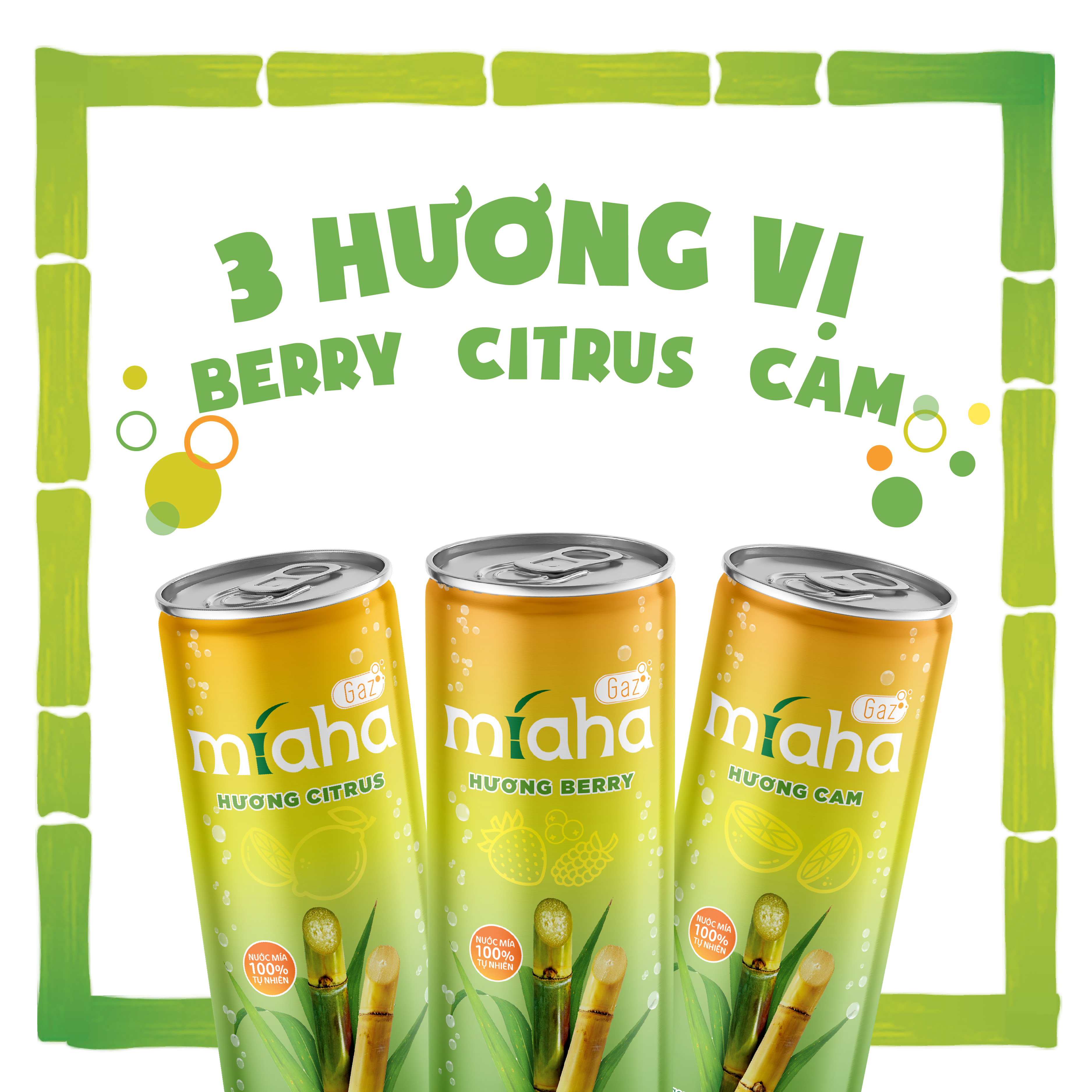 Hình ảnh Combo 6  Lon Nước mía có gaz MÍA-HA GAZ hương Citrus 240ml/Lon 