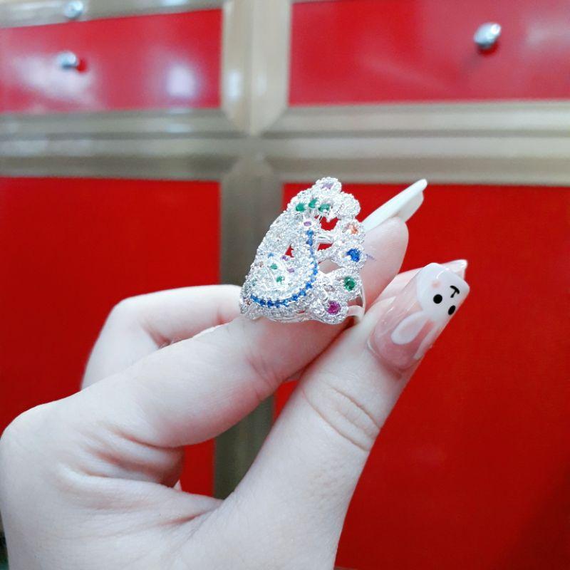 Nhẫn bạc chim công đính đá cao cấp YN JEWELRY
