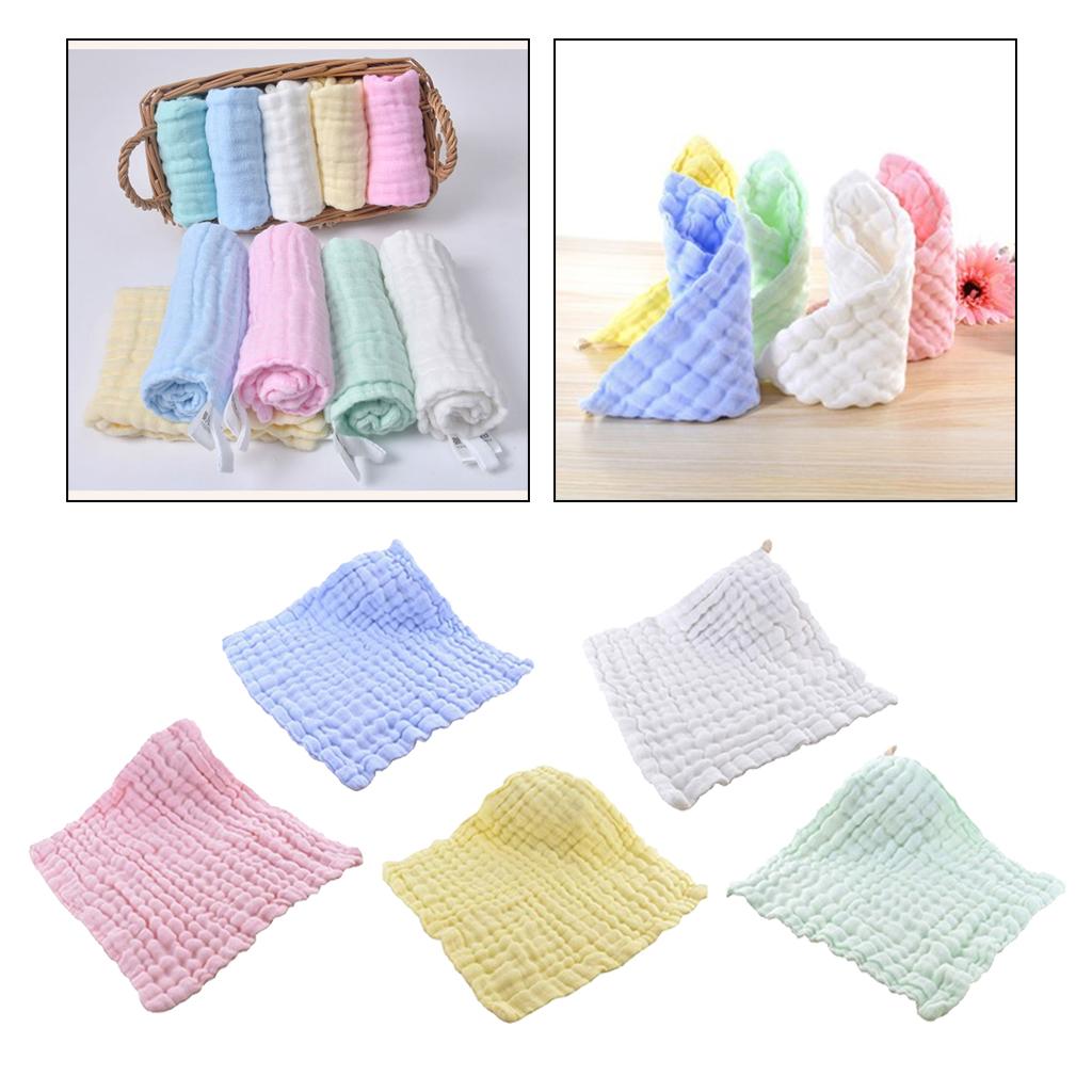 Pure Cotton Infant Face Hand Bath Saliva Towel Baby Bibs Handkerchief blue