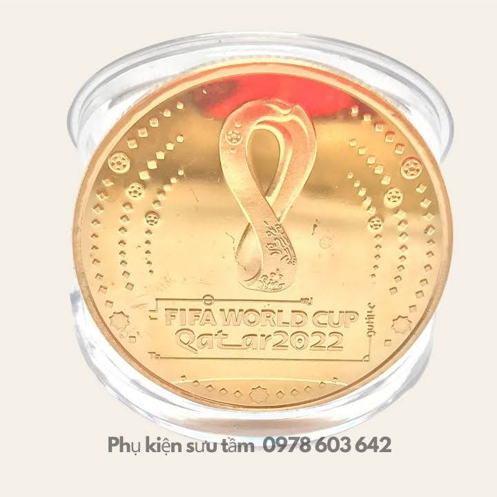 Xu Lưu Niệm World Cup 2022 In Màu, đường kính: 4cm, màu vàng - SP005993