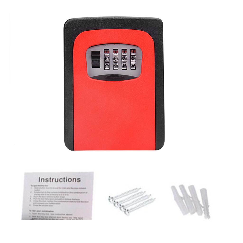 Outdoor Security Key Storage Lock Box Case Wall Mount Holder Password Red