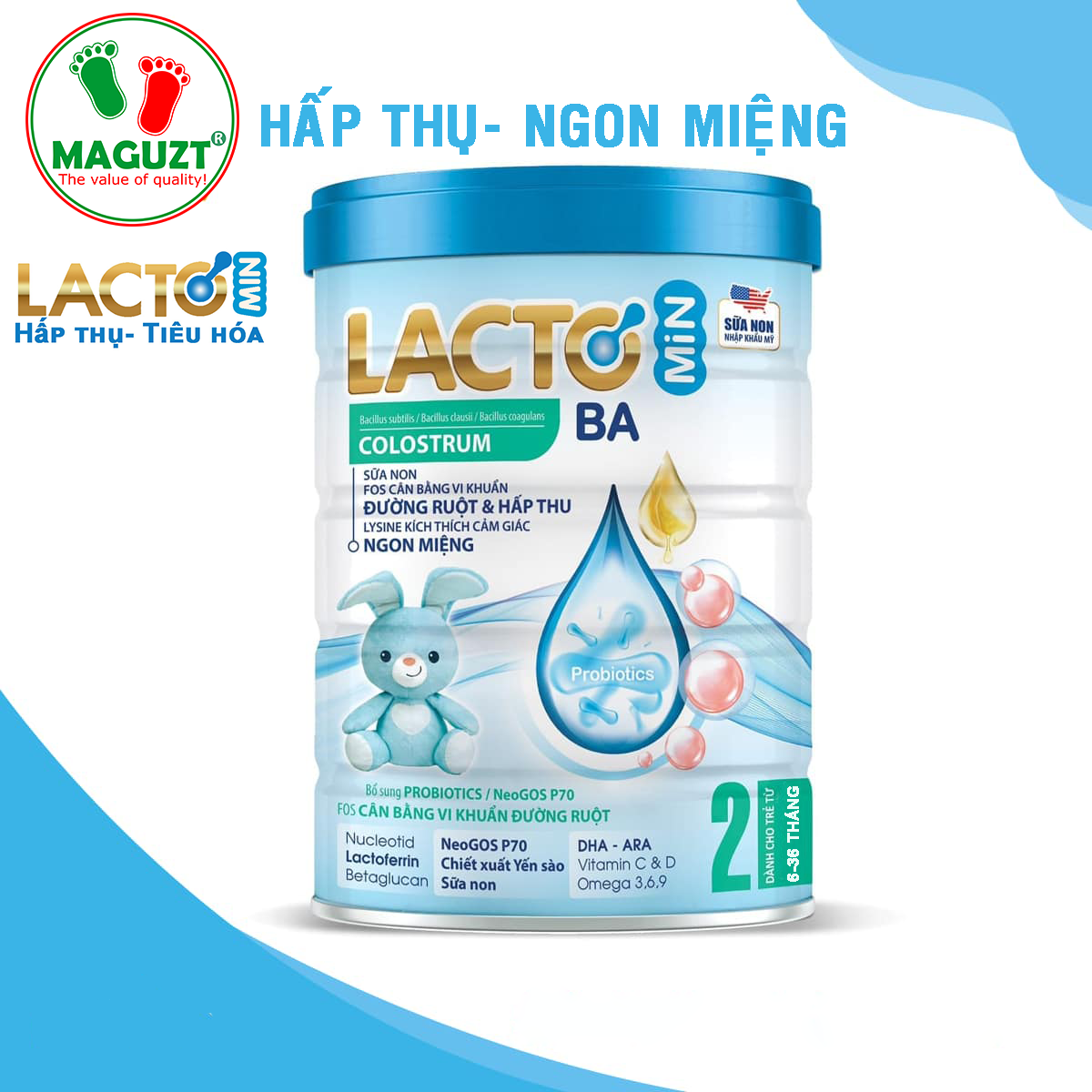 Sữa mát Lactomin BA ( trên 1 tuổi)- Hấp thụ, tiêu hóa