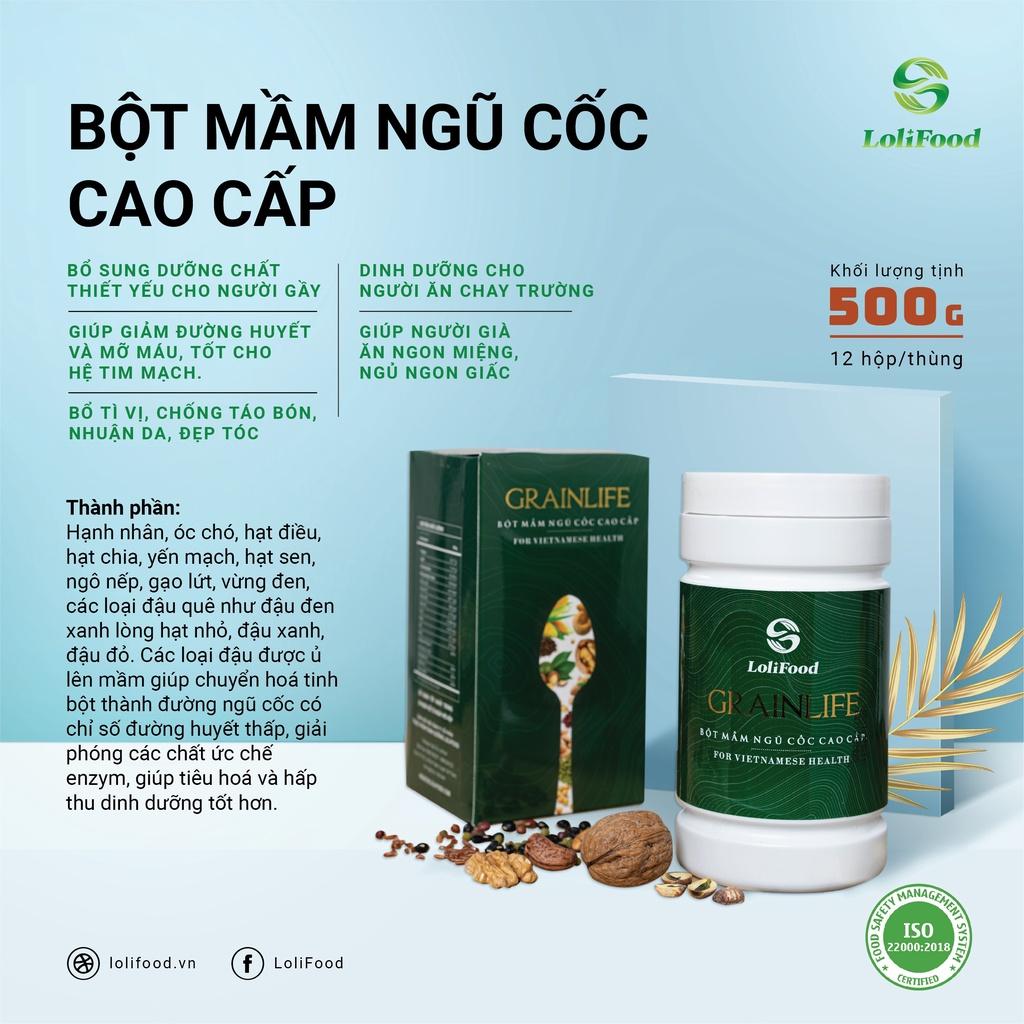 Ngũ Cốc Dinh Dưỡng Cho Người Lớn Tuổi LoliFood,Bột Mần Ngũ Cốc Dinh Dưỡng Cao Cấp, Hữu Cơ, Ăn Chay Trường,Tăng Sức Khoẻ Người Lớn Tuổi, Hộp 500gr