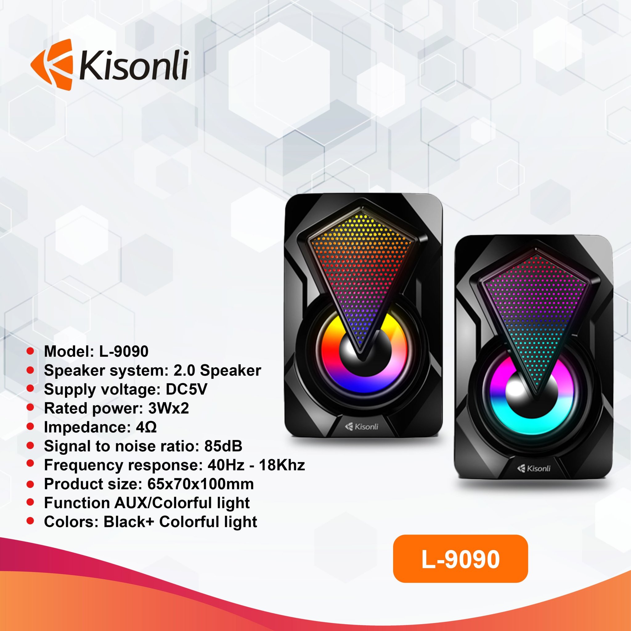 Loa vi tính Kisonli l-9090 LED RGB cực đẹp - chuyên nhạc và game (nhiều màu) HÀNG CHÍNH HÃNG