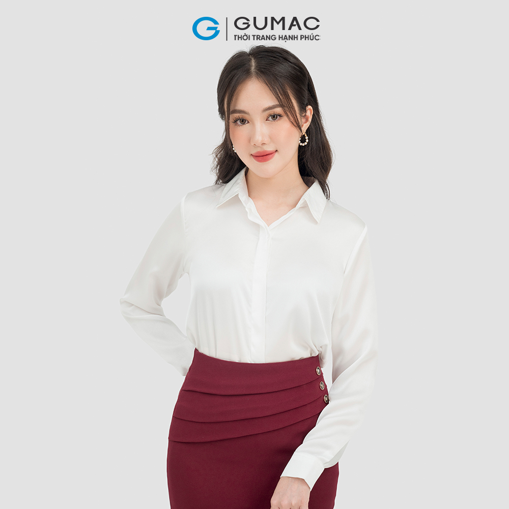 Chân váy dáng ôm GUMAC VC07024 eo xếp ly tạo kiểu