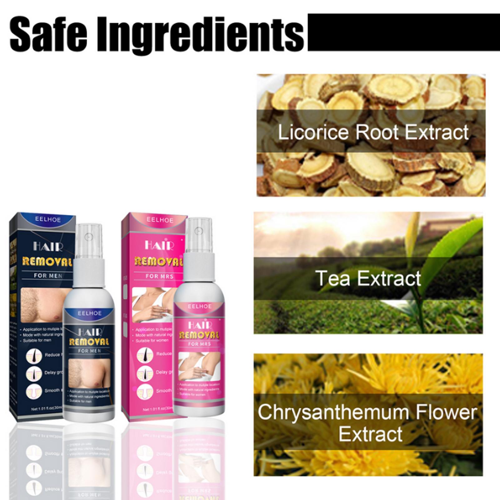 EELHOE 30ml Hair Removal Spray for Men Painless Hair Removal Spray Armpit Gentle Hair Remover Refreshing Quick Hair Removal Cream