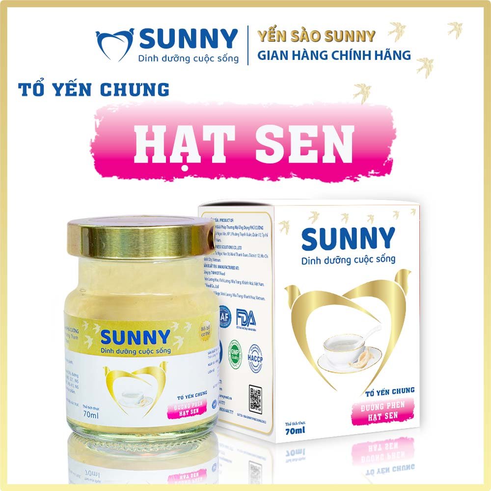 Yến hạt sen - Yến Sào Khánh Hòa chưng sẳn - 25% Yến thô - 70ml/hũ - Yến sào SUNNY