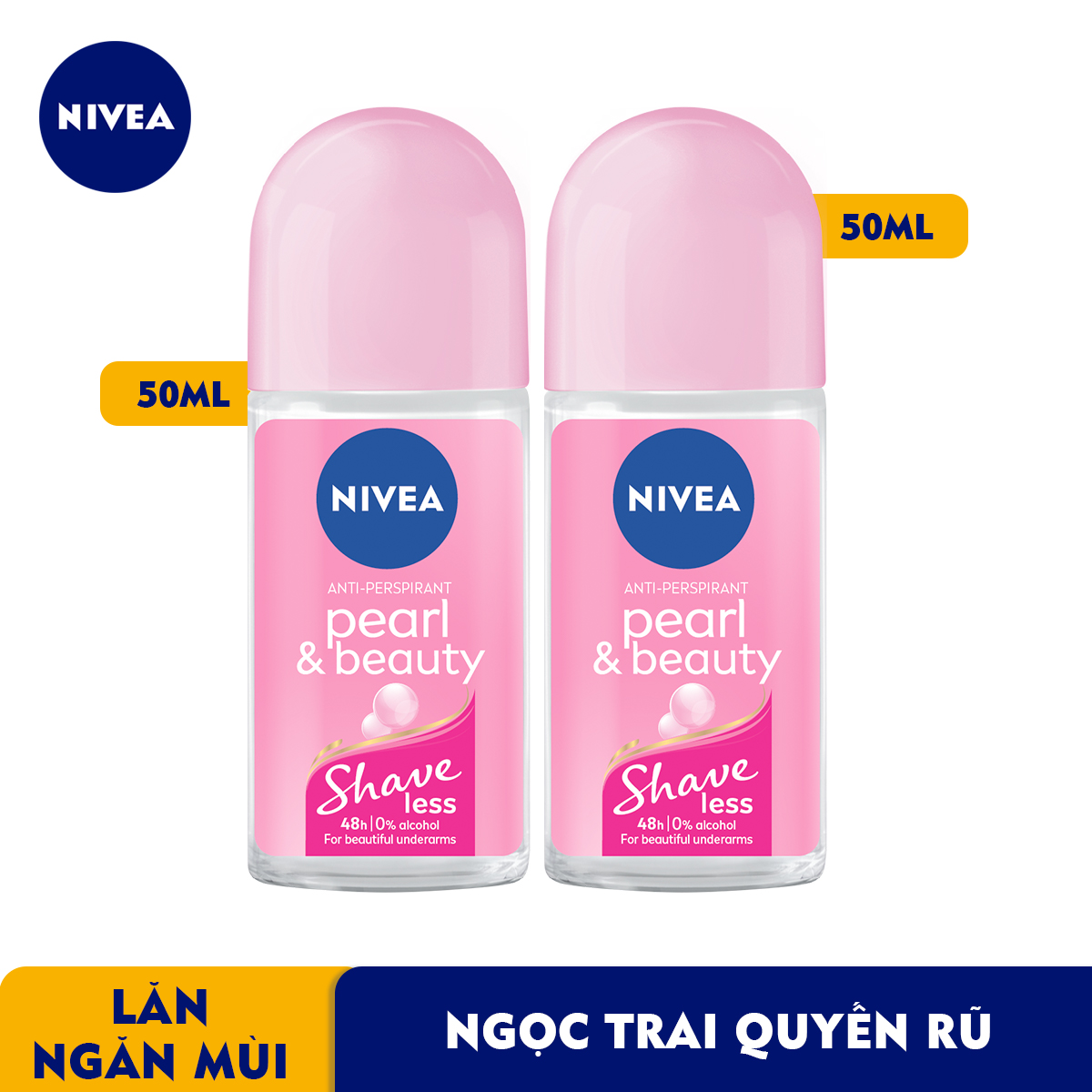 Combo 2 Lăn Ngăn Mùi Nivea Shaveless Ngọc Trai Đẹp Quyến Rũ 50ml - 98500