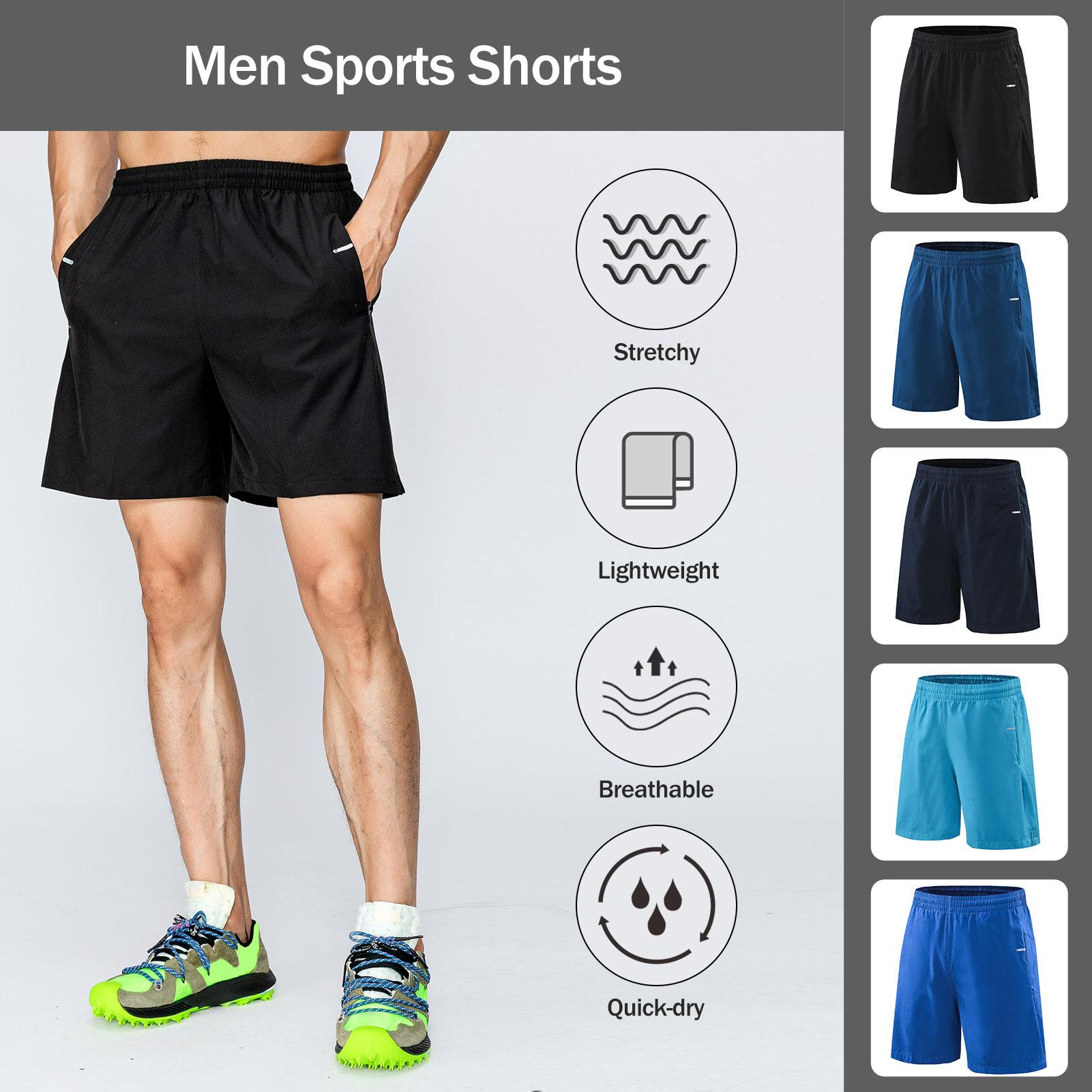 Quần short thể thao cho nam, có túi, ​dây thắt lưng, thoáng khí, siêu nhanh khô