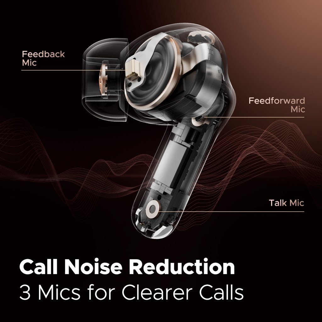 Tai Nghe True Wireless SoundPEATS Capsule 3 Pro Bluetooth 5.3, ANC 43dB, 6 Mic - Hàng Chính Hãng