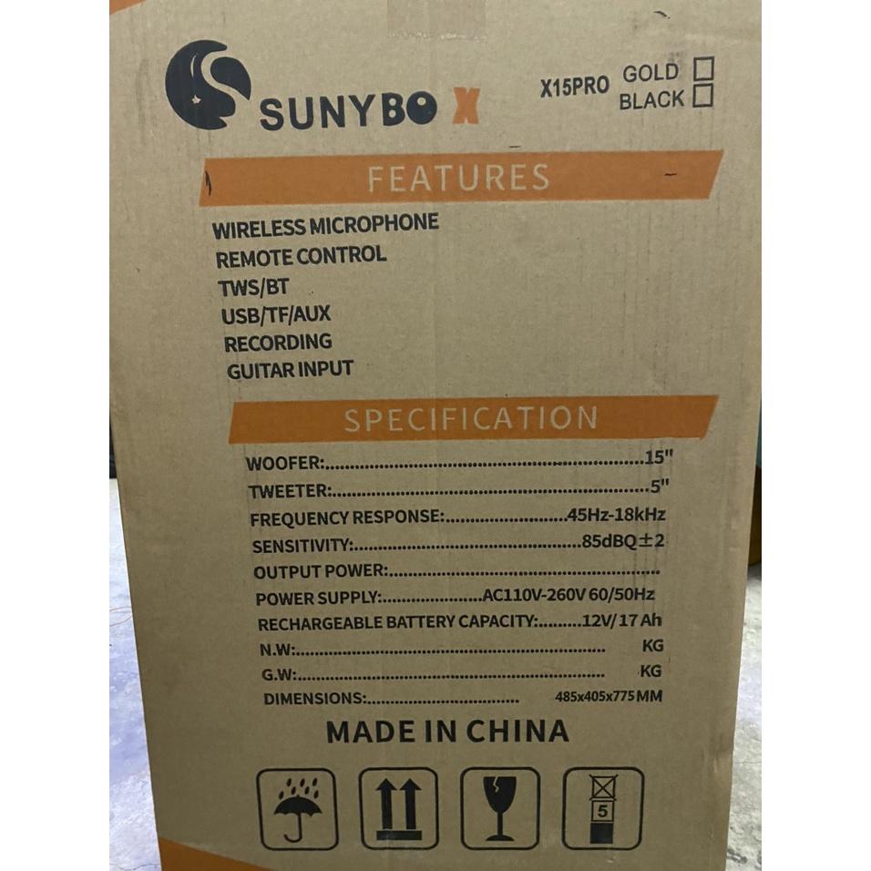 Loa Kéo Di Động SunyBox X15 PRO (Bass 40cm, 2 Micro)