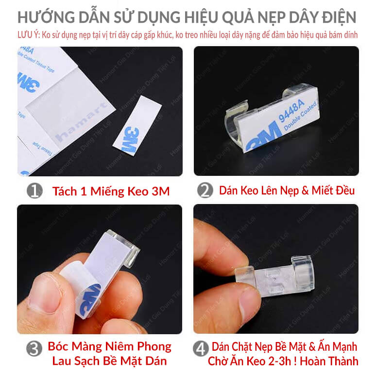 Vỉ 16 Nẹp Dây Điện LỚN Dán Tường Móc Treo Kẹp Cố Định Dây Cáp Lớn (TV, Tủ Lạnh, Máy Giặt...)