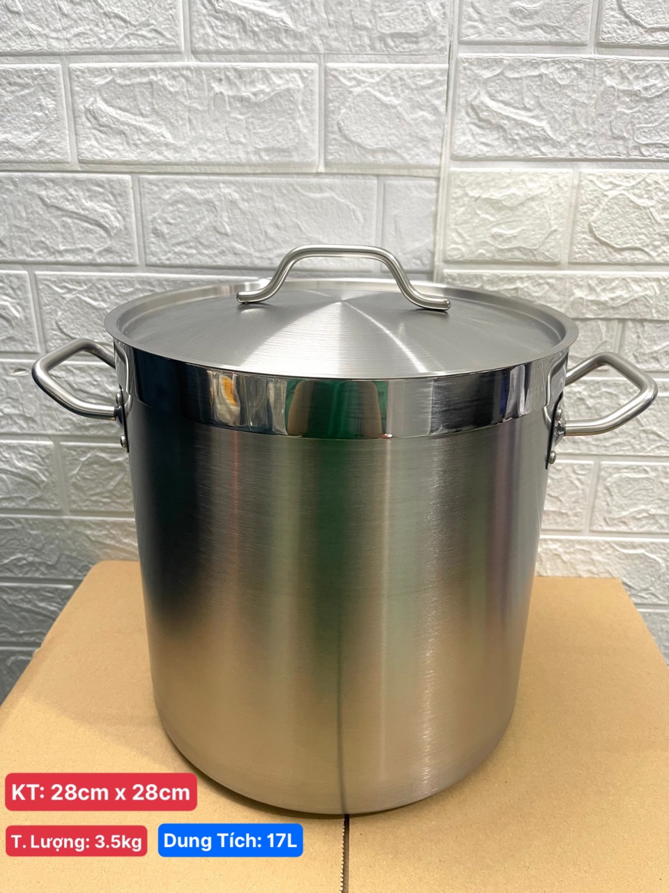 Nồi Inox 2 Quai Cao Cấp 3 Đáy _ Dung Tích: 17Lít _