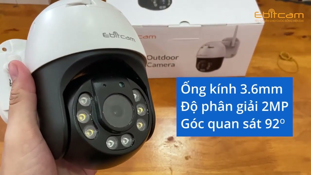 Camera dùng sim 4G EBITCAM xoay 360 độ ngoài trời đàm thoại 2 chiều ET843 - Hàng chính hãng