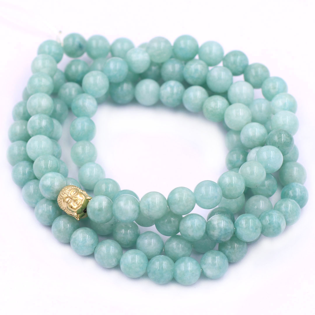 Vòng chuỗi 108 hạt đá ngọc phỉ thúy 8 ly size lớn charm đầu Phật Như lai, vòng chuỗi niệm Phật, vòng chuỗi đeo tay