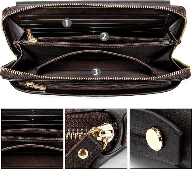 Ví cầm tay da bò BHM9043 Clutch da thật