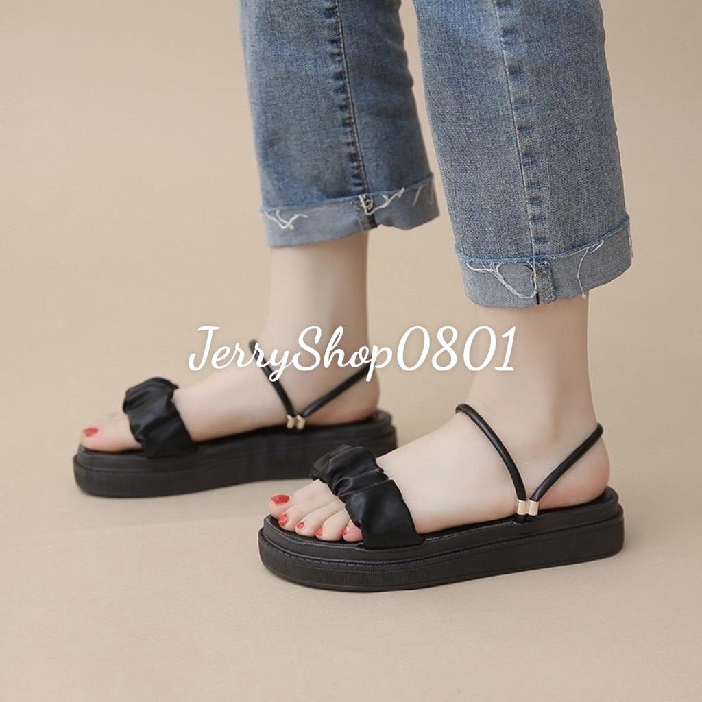 Sandal nữ đế BÁNH MÌ 3P QUAI NHÚN 2IN1 MANG 2 KIỂU siêu xinh 2 màu