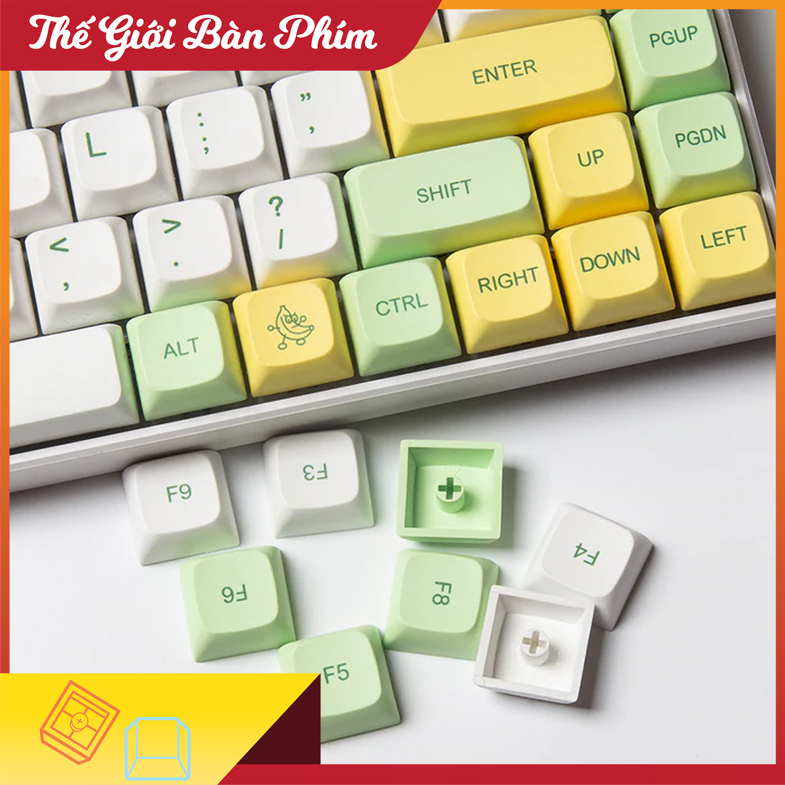 Keycap Banana PBT XDA Profile bàn phím cơ đầy đủ 124 phím