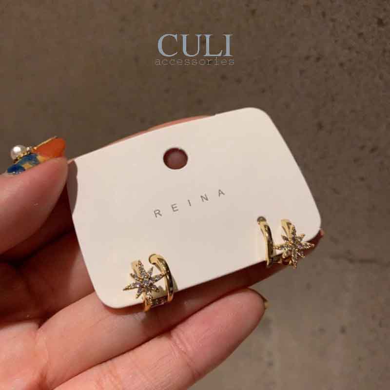 Khuyên tai bạc nữ 925 hình ngôi sao kết đá thời trang HT661 - Culi accessories