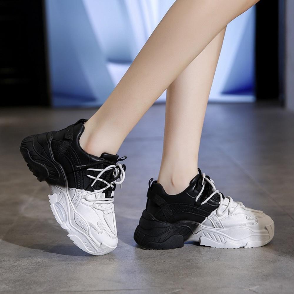 Giày MWC 0725 - Giày Thể Thao Nữ 2 Màu Siêu Cute,Sneaker Êm Chân Đế Độn 5CM Hot Trend