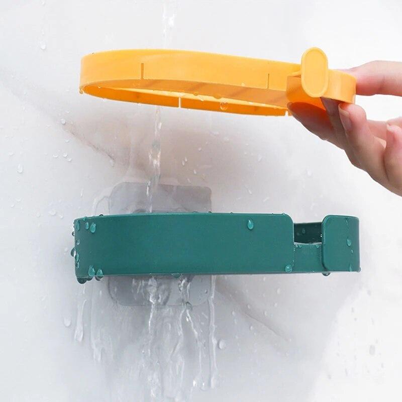 Household Drain Racks Tray Soap Holder Plastic Box Home Accessories Wall Shelf Double Soap Storage Rack Bathroom Storage Hooks