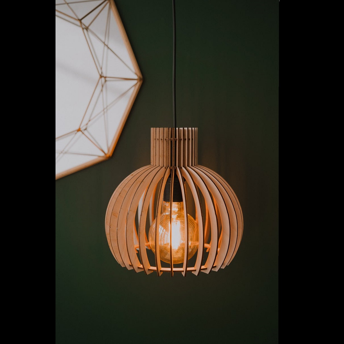 Đèn gỗ thả trần CAO CẤP hiện đại sang trọng 24x25cm chất liệu gỗ trang trí cho phòng khách nhà căn hộ decor nhà quán cafe