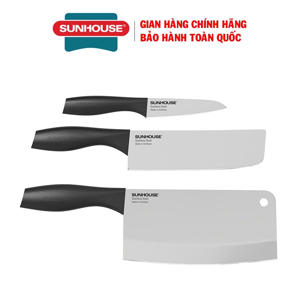 Bộ dao 3 chiếc Eco Family Sunhouse KS-KN3E2, kích thước 10cm-16,5cm-19cm, Lưỡi dao Thép SUS420J2