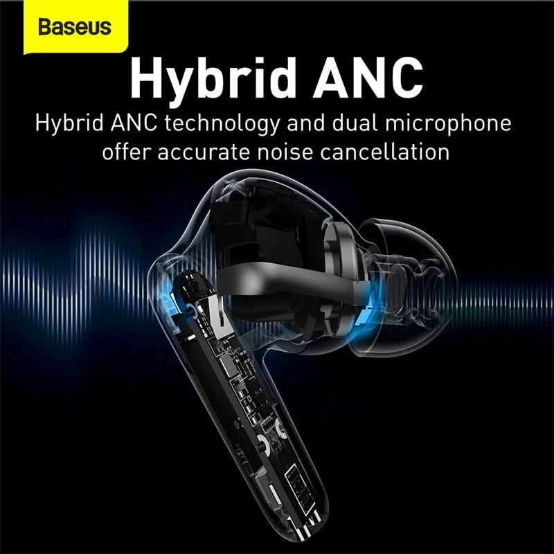 Tai nghe TWS chống ồn chủ động Baseus SIMU ANC S2 LVH003 (Xuyên Âm, Hi Fi/ Stereo, AAC/SBS, Dual Core DSP)- Hàng chính hãng