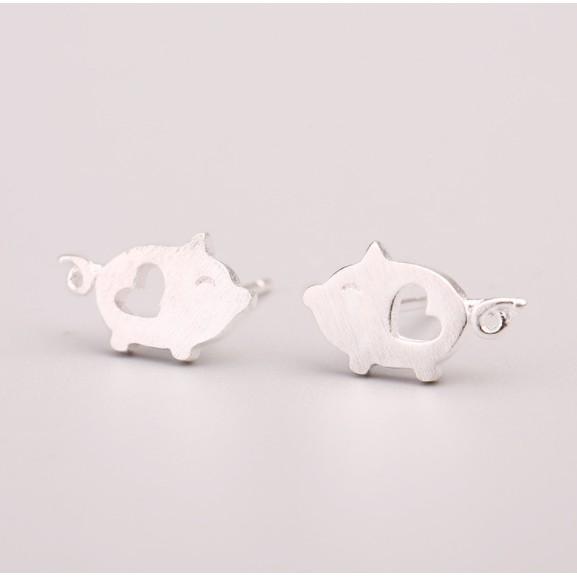 Bông tai, khuyên tai bạc 925 hình con heo dễ thương, đáng yêu cho nữ