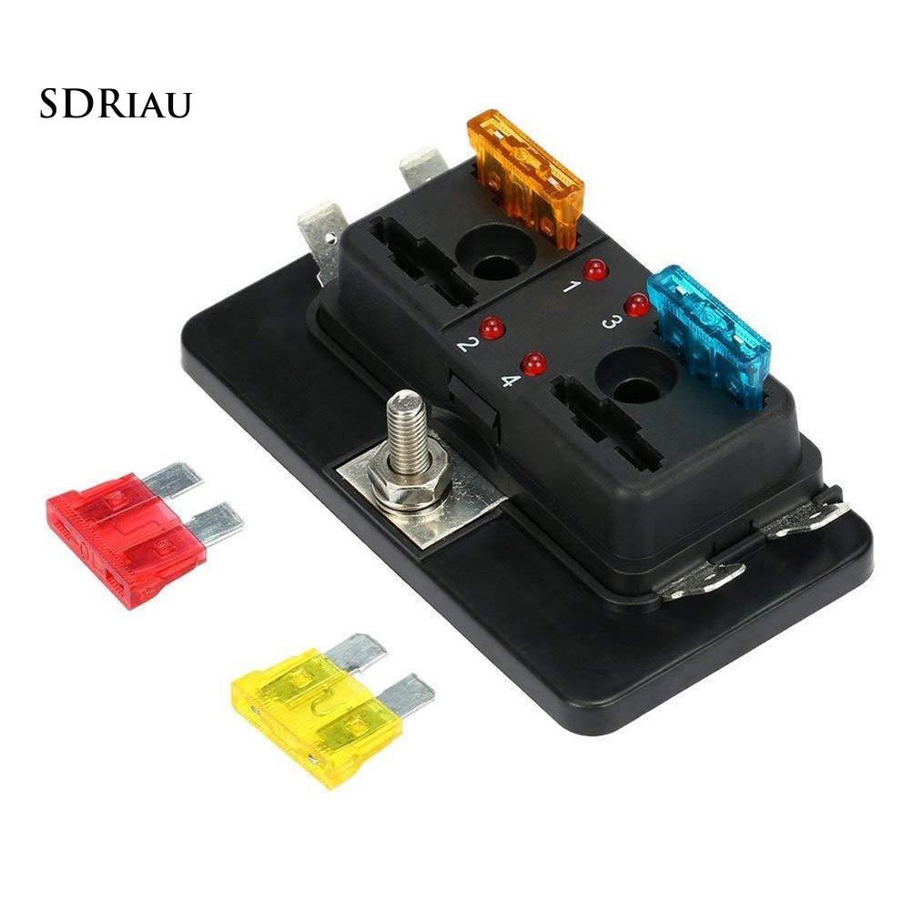Hộp Cầu Chì 4/6/10 Có Đèn Led Cho Xe Hơi, Tàu Thuyền