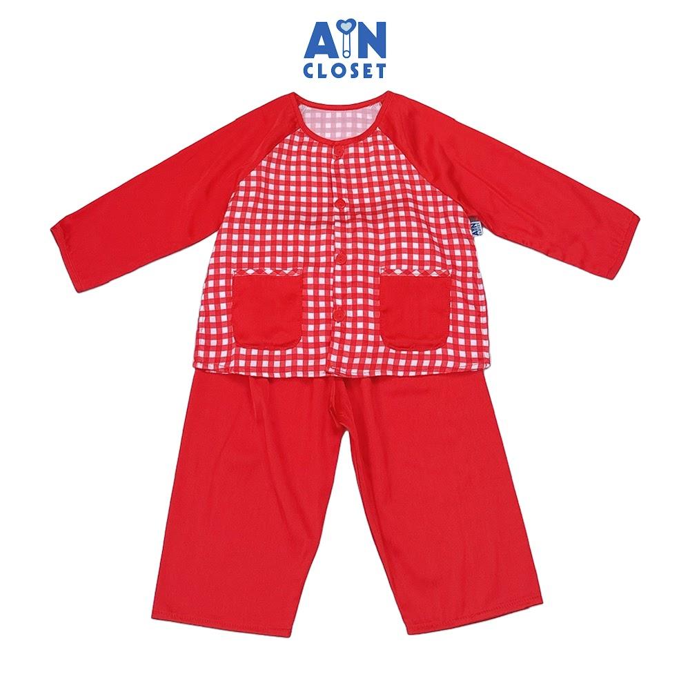 Bộ quần áo Bà ba Dài unisex cho bé hoạ tiết Caro Lụa Đỏ - AICDBTYNNDU6 - AIN Closet