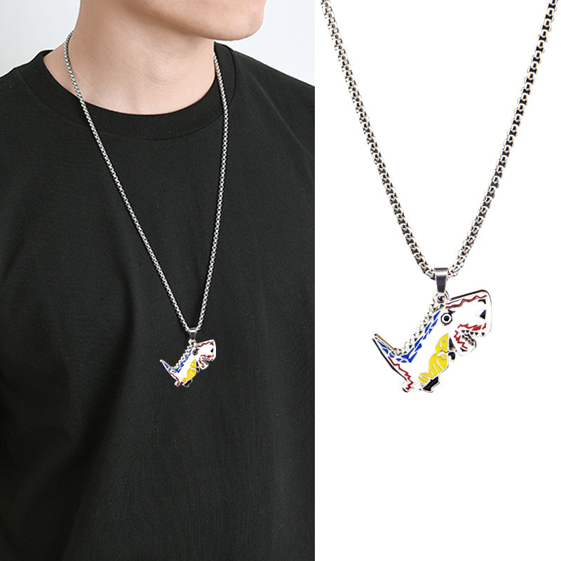 Dây chuyền nam nữ mặt hình khủng long bạo chúa T-rex kiểu dáng hiphop