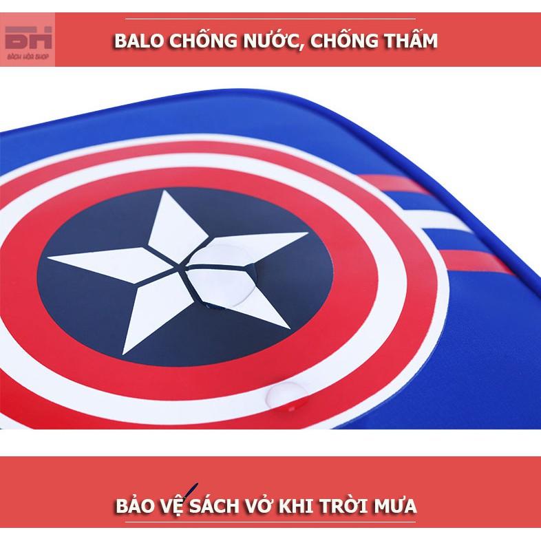 Balo Đội trưởng Mỹ cho học sinh cấp 1 - Cặp nhiều ngăn - Chất liệu chống nước, chống thấm