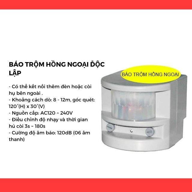 Báo trộm, Báo động hồng ngoại độc lập-HT1A, phát hiện kẻ chộm, loa kêu to, lắp điện 220v