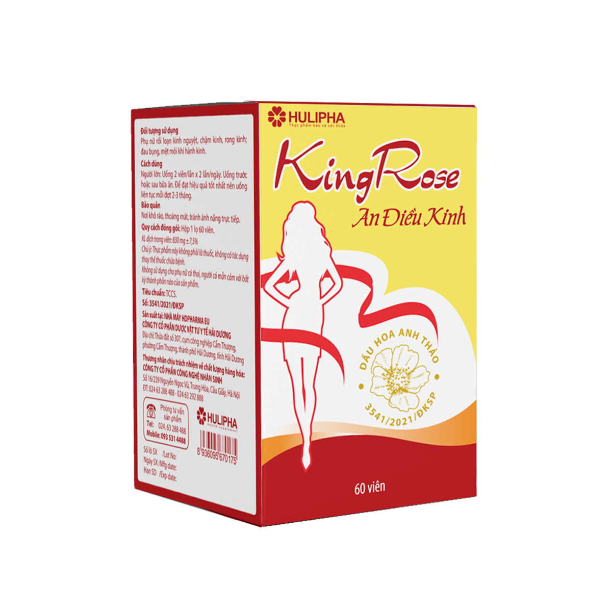 Viên uống Kingrose An Điều Kinh hỗ trợ trị rối loạn kinh nguyệt - Hộp 1 lọ x 60 viên