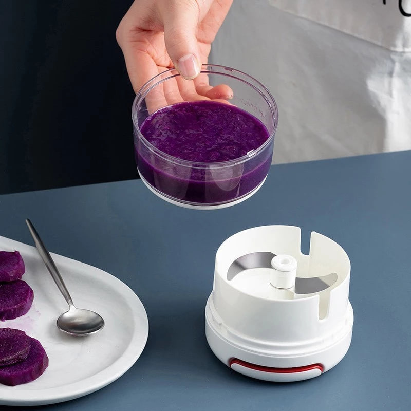 Dụng Cụ Xay Tỏi Ớt Lazychef Kéo Tay Tiện Dụng 2 Lưỡi Xay Thép Không Gỉ Sử Dụng Đơn Giản