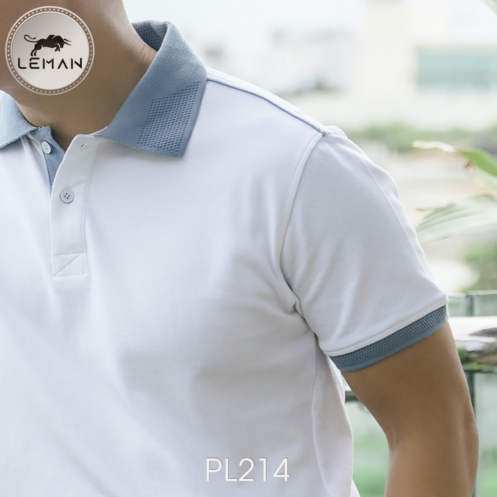 ÁO POLO NAM LEMAN PL214 CAO CẤP - Trắng - Viền Xanh Mint - M (65-78kg)