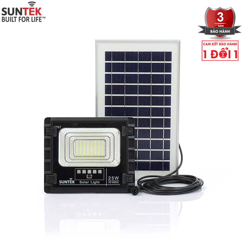 Đèn Pha Năng Lượng Mặt Trời SUNTEK LED Solar Light JD-8825 công suất 25W - Hàng Chính Hãng