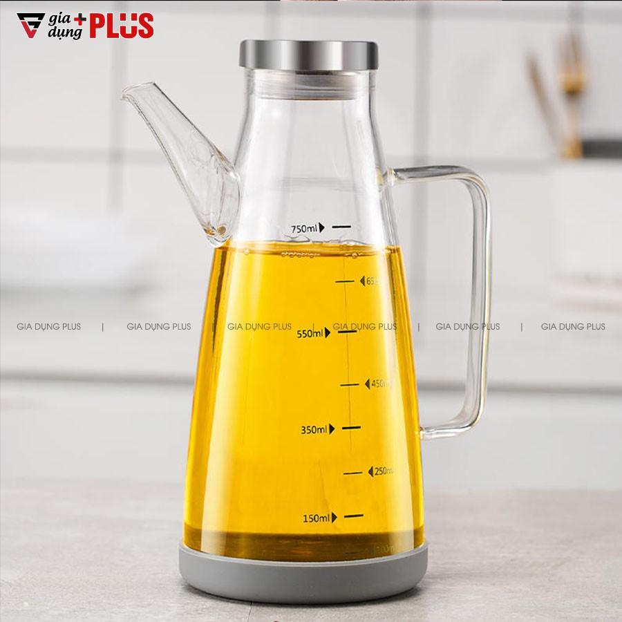 Bình dầu ăn, nước mắm lớn 750ml - thuỷ tinh borosilicate, có tay cầm &amp; đế cao su cao cấp chống vỡ - VIMORA