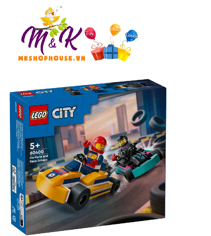 LEGO CITY 60400 Đồ chơi lắp ráp Bộ đôi xe đua Go-karts (99 chi tiết)